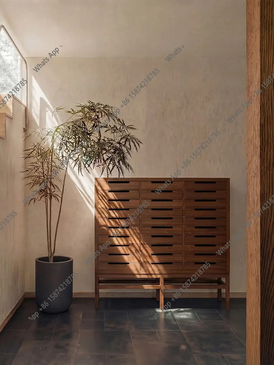 X25 Ming Style New Chinese Solid Wood Guanshan Song Style Aesthetic Black Walnut Static Order File Cabinet Display