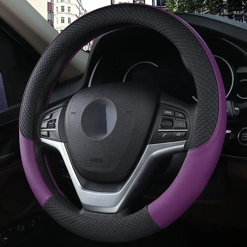 Universal Leather Car Steering-wheel Cover Car-styling Interior Accessories Sport Auto Steering Wheel Covers Anti-Slip 37CM-38CM