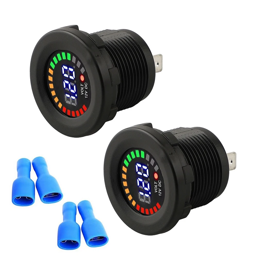 2pcs DC 12V LED Digital Voltage Meter With 10A Fuse Waterproof Three-digit Voltmeter For Truck Marine Car Motorcycle