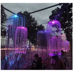 RGB 12V LED Festoon LED Jellyfish Curtain Flexible Ribbon Lights Brighter Colorful Optical fiber luminescent net DIY Ceiling