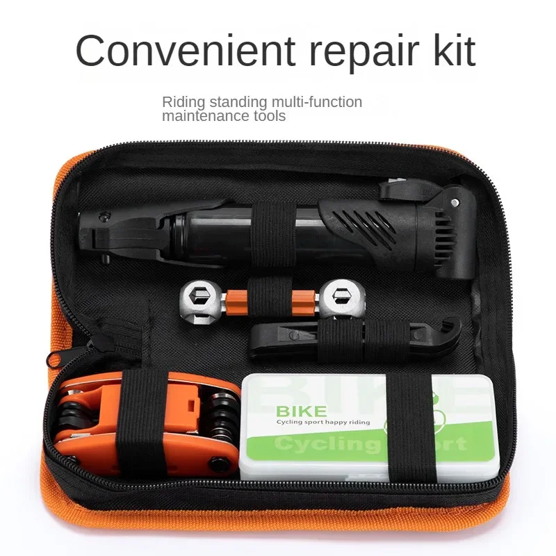 Kit di riparazione per biciclette borsa con leva per toppa per pneumatici a pompa kit di riparazione per bici da strada per attrezzi da esterno Set