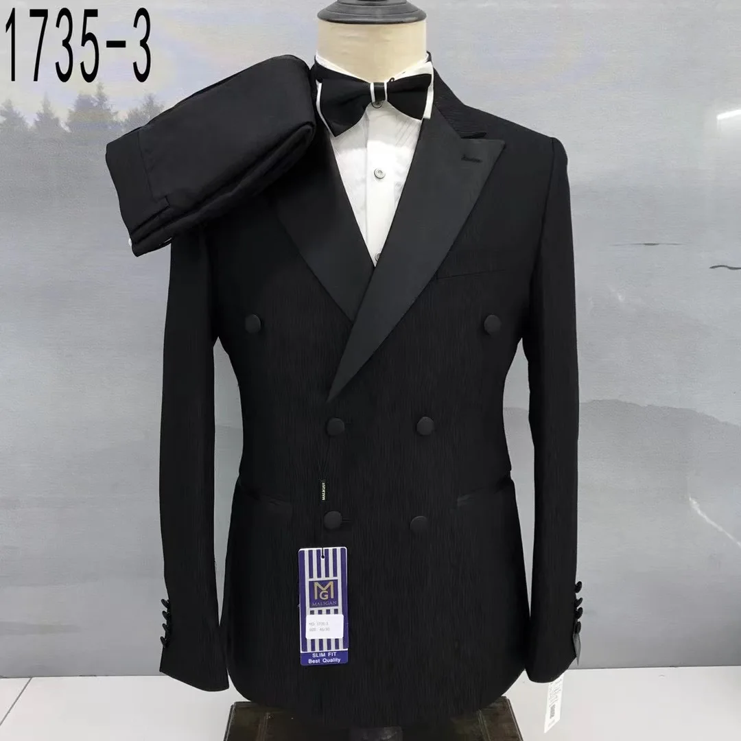 Fashion Men Suit Sets Formal Banquet High Quality New Double Breasted Outfits Evening Dinner Luxury Blazer Pants 2 Pieces