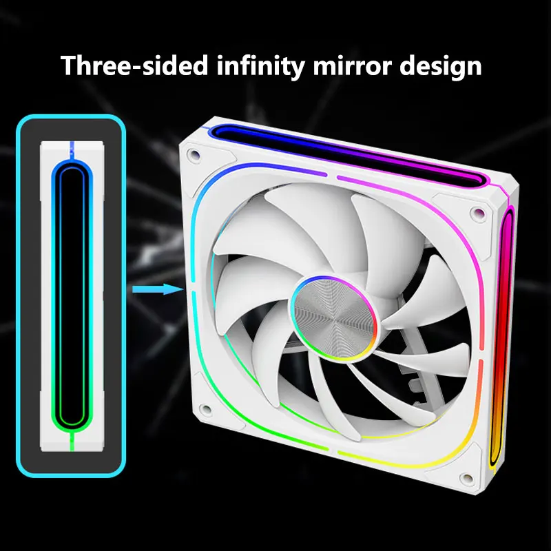 UPSIREN PF-14 V2 140MM ARGB Performance Chassis Fan 600-1600RPM Hydraulic Bearing 5V-3PIN ARGB/4PIN PWM 9 blades Prism Halo Fan image 4