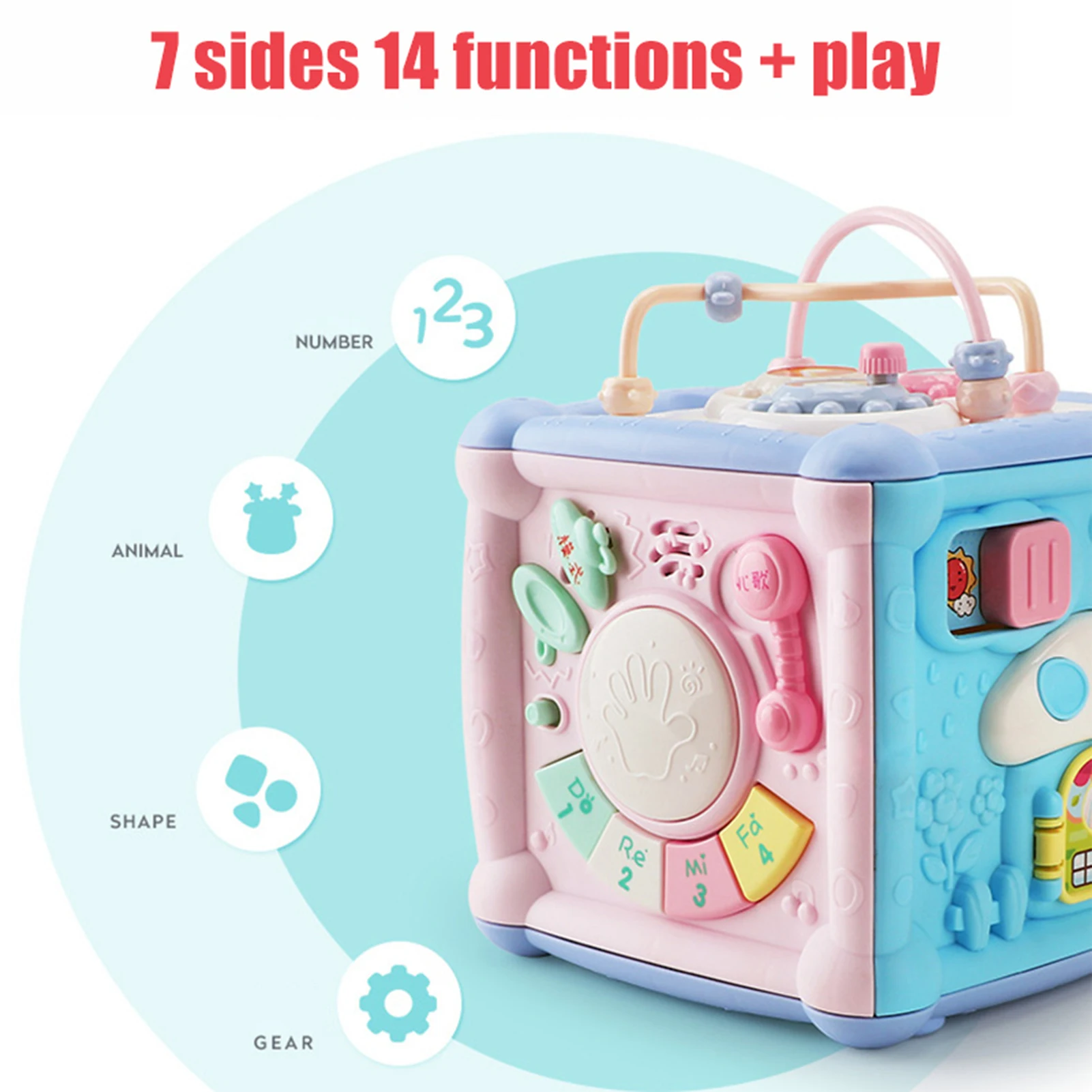 6 Sides Infant Baby Learning Toy Early Education Baby Music Toy for Baby Cognition Improving