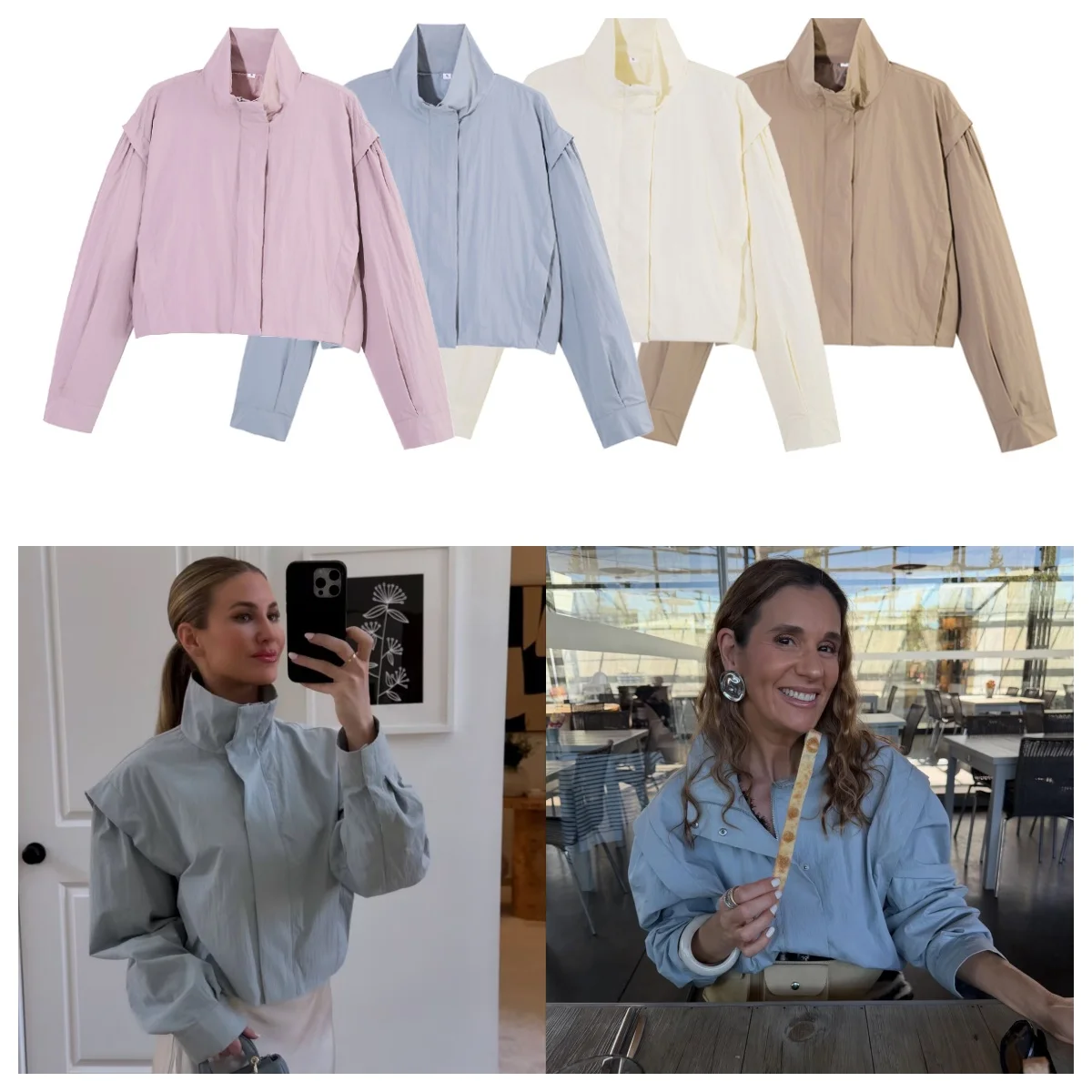 Guobioziy Women's Jacket - High Neck Zipper Long Sleeve, Commuting Casual Short Jacket, Autumn Fashion Stand Collar Jacket
