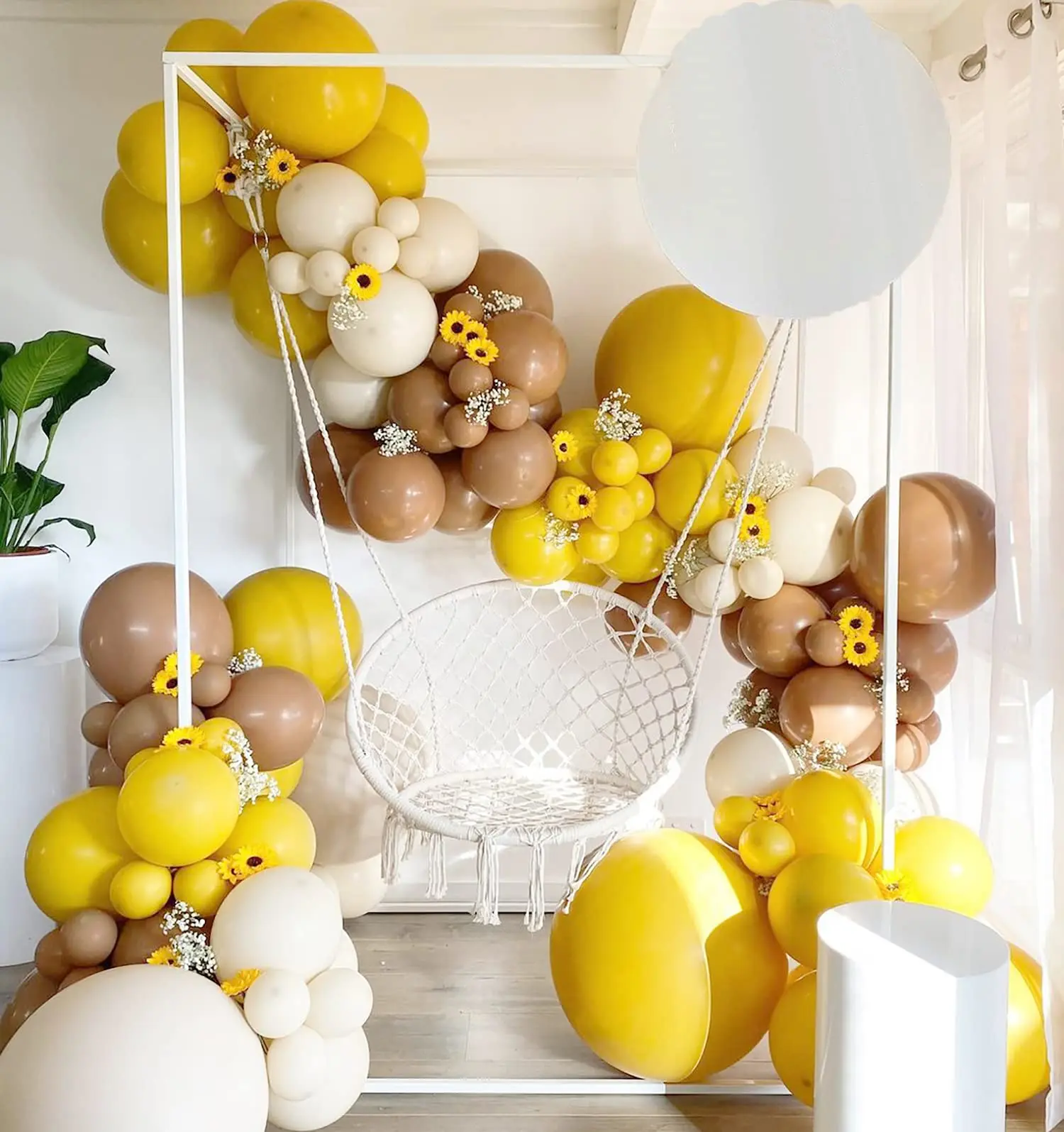 126 Pieces Yellow Skin Tone Brown Balloon Garland Arch Kit Baby Shower Gender Display Party Photo Background Wedding Decorations