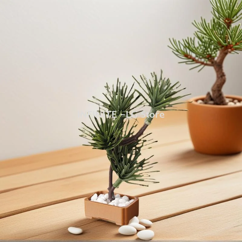 1Pcs Micro Landscape Garden Bonsai Ornament 1/12 Dollhouse Simulation Pine Tree Green Plants Bonsai Model Scene Decoration