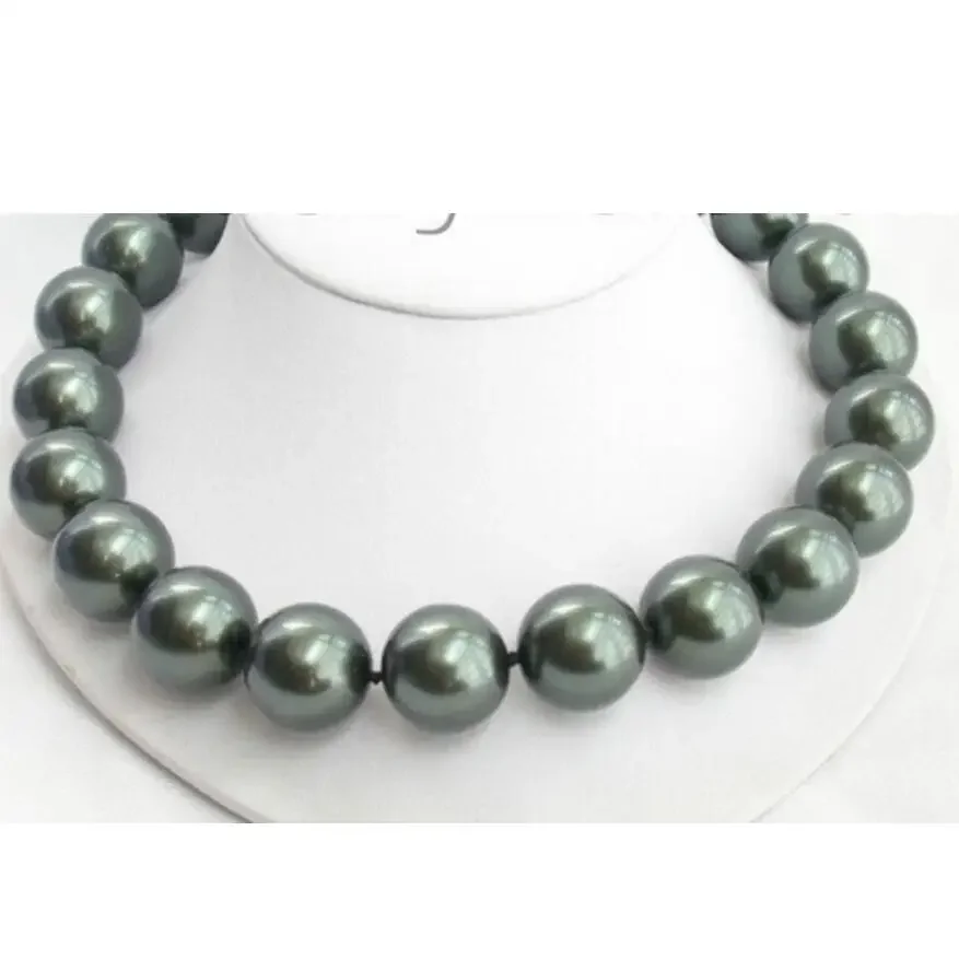 

Fashion jewelry 20mm 100% Tahitian black south sea shell pearl necklace AAA style Fine Noble real Natural