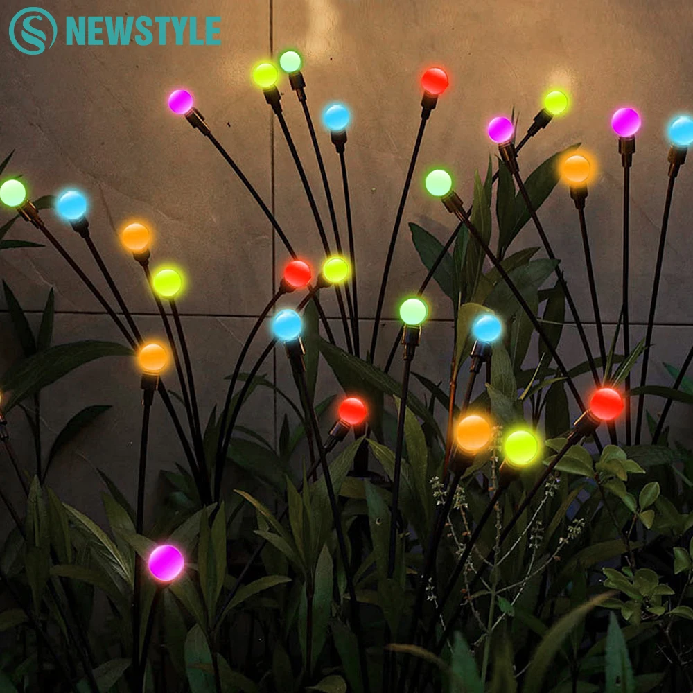 

Outdoor Solar Firefly Lights 8/10/40LED Waterproof RGB Swaying Solar Garden Lights Sway by Wind for Pathway Patio Outside