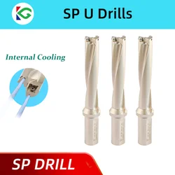 SP U broca com inserções, resfriamento interno, brocas indexáveis, ferramenta de perfuração para tornos CNC, 2D, 3D, 4D, 5D