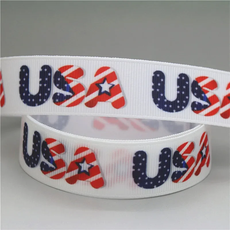 DHK 7/8\'\' 5yards Fireman Police EMS Printed Grosgrain Ribbon Accessories Material Decoration Collar DIY Sewing Craft C2596