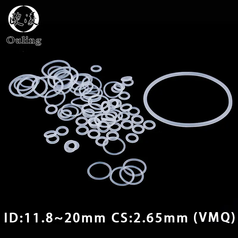 30PCS/Lot White VMQ O‑Ring CS2.65mm ID11.8-20mm Good Elasticity Silicone Rubber Gasket WasherFor Machinery Plumbing Sealing