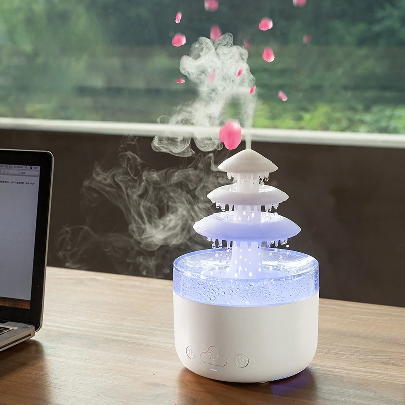 Relax Cloud Rain Diffuser Humidifier Raindrop Aroma Essential Oil Machine Remote Control Ultrasonic Humidification Colorful Lamp