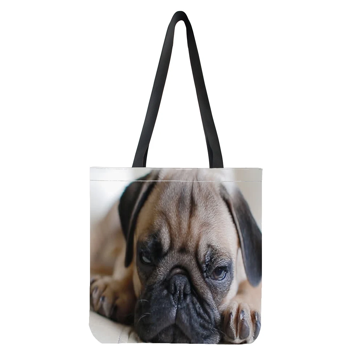 Cute 3D Bulldogs Printting Tote Bag Reusable Shoulder Bags Folding Shopping Bag Women Casual Handbags Lady Fabric Totes