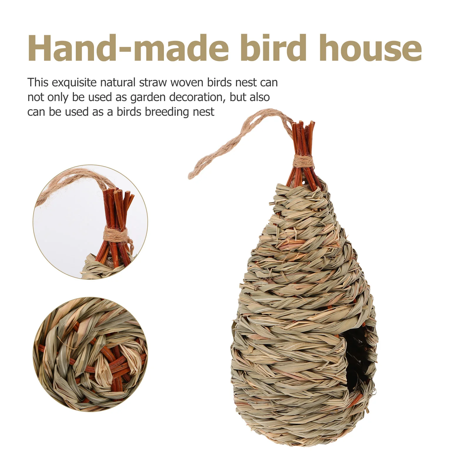 

2pcs Birdhouse Handwoven Birds Resting Place Grass Nest Decorative Cage for Birds Resting Garden Eco Durable Pet Supplies