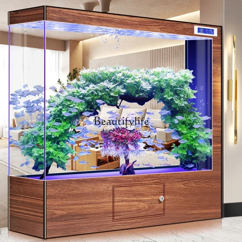 Living room new floor-to-ceiling screen rectangular ecological self-circulation side filtration no-change aquarium box