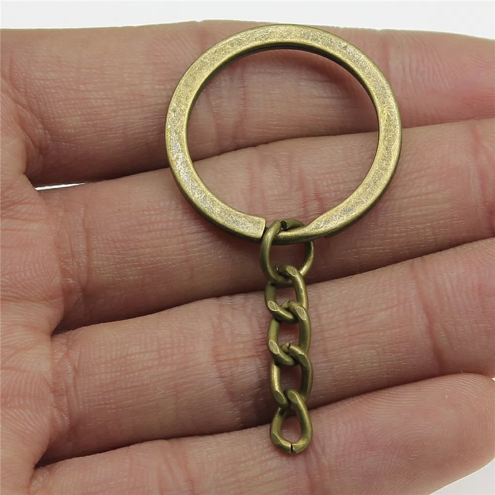 10pcs 2 Colors 28mm Key Ring Keychain Split Ring With Chain DIY Key Rings Key Chains Jewelry Findings & Components