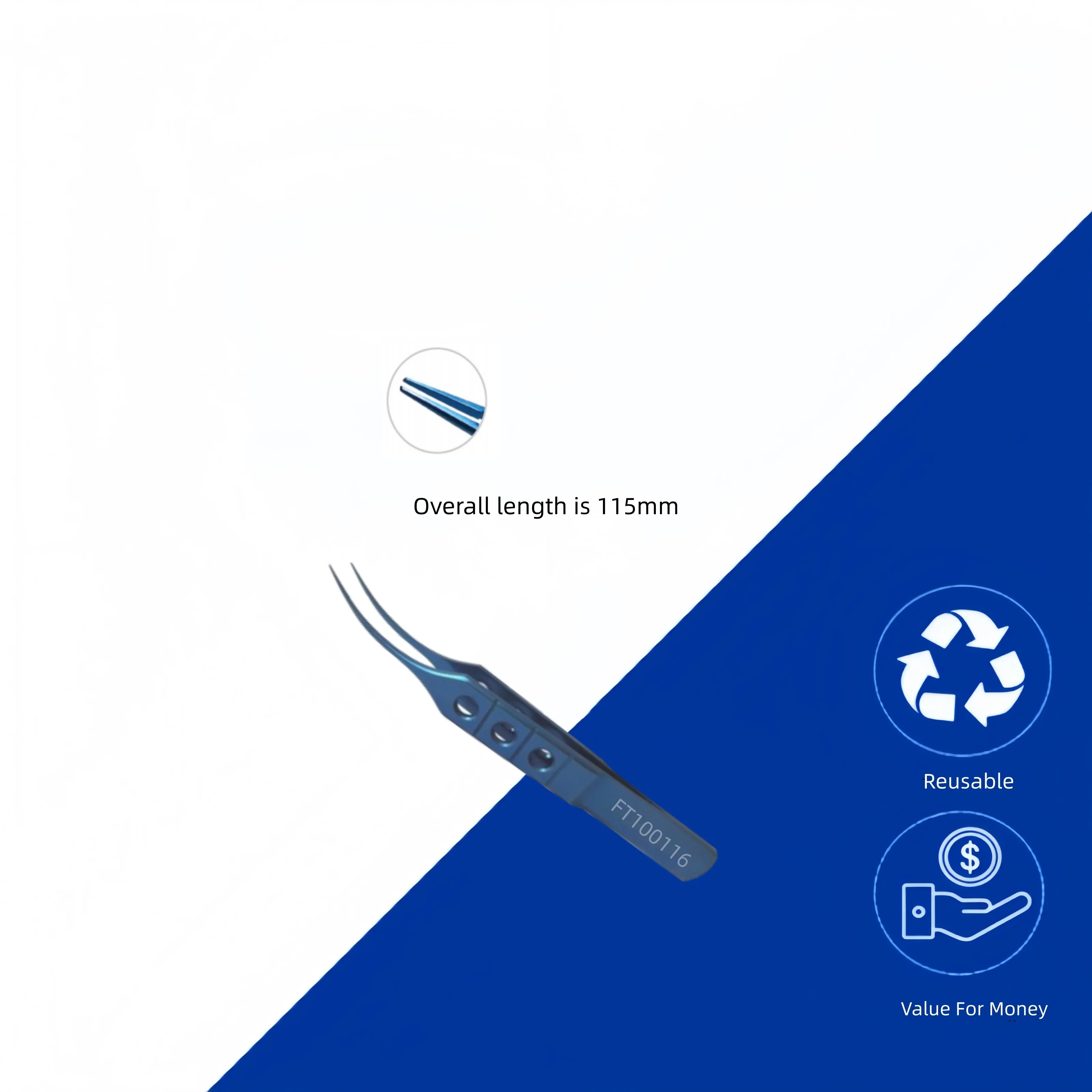 Pinzas de atado curvadas para instrumentos oftálmicos