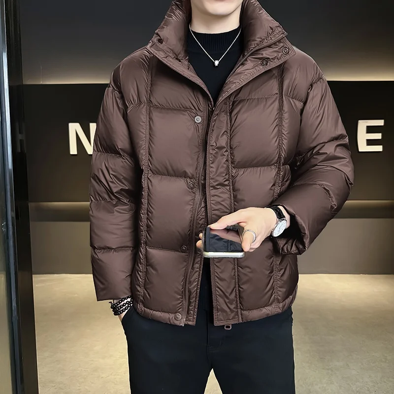 

Thiened Men's down Jaet Puffer Cloud Bread Sle Warm Stand Collar ort Coat Winter Faion Cold Resistance