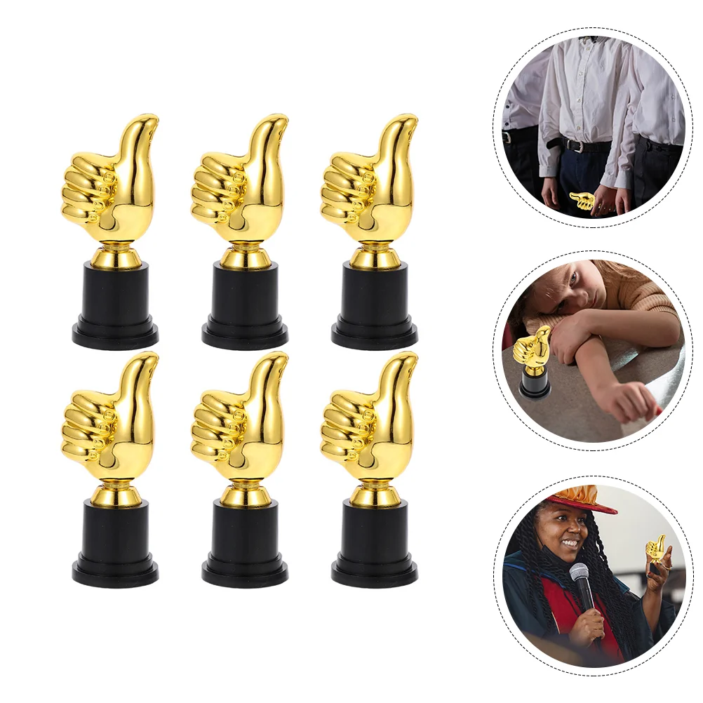 6 Pcs Kids Awesome Trophy Competition Award Decor Statue Glossy Gold Decorative Model Plastic Prize
