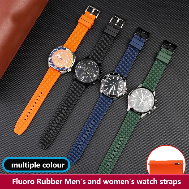 

Fluoro Silicone Watch Band For Casio Seiko Orange Armani IWC Universal Rubber Strap waterproof VITON Bracelet Men Women 20 22mm