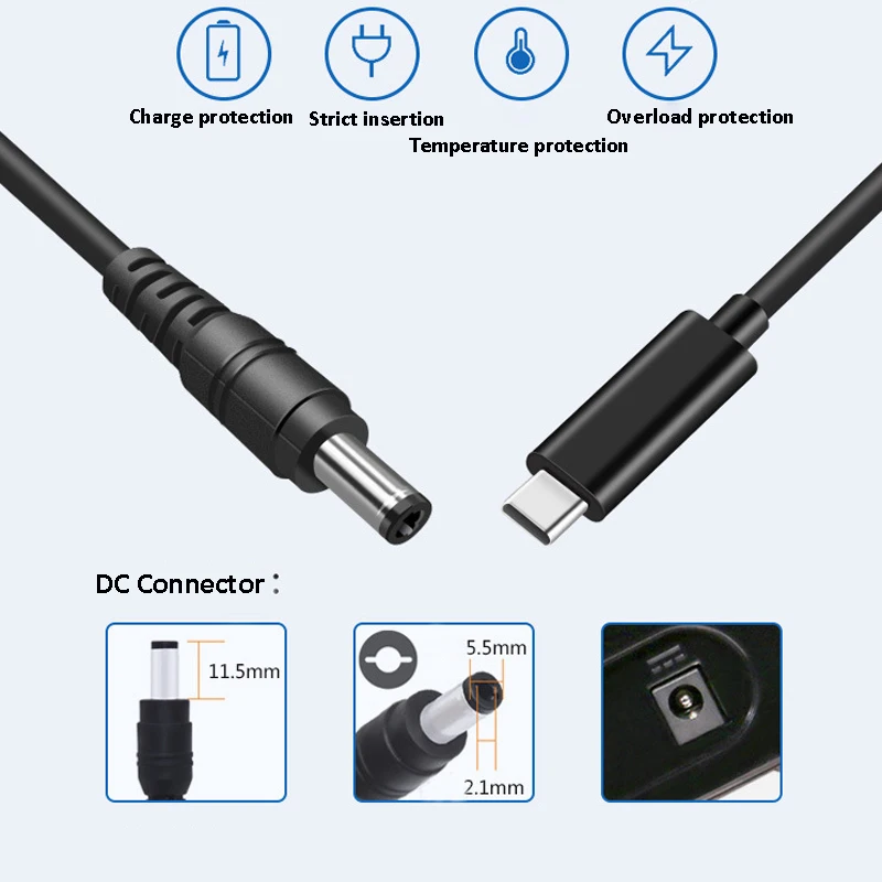 USB Type C PD Charging Cable Cord USB C to DC Universal Laptop Adapter 5.5×2.5 7.9×5.5 4.0×1.7 4.0×1.35 4.5×3.0 for Lenovo Asus