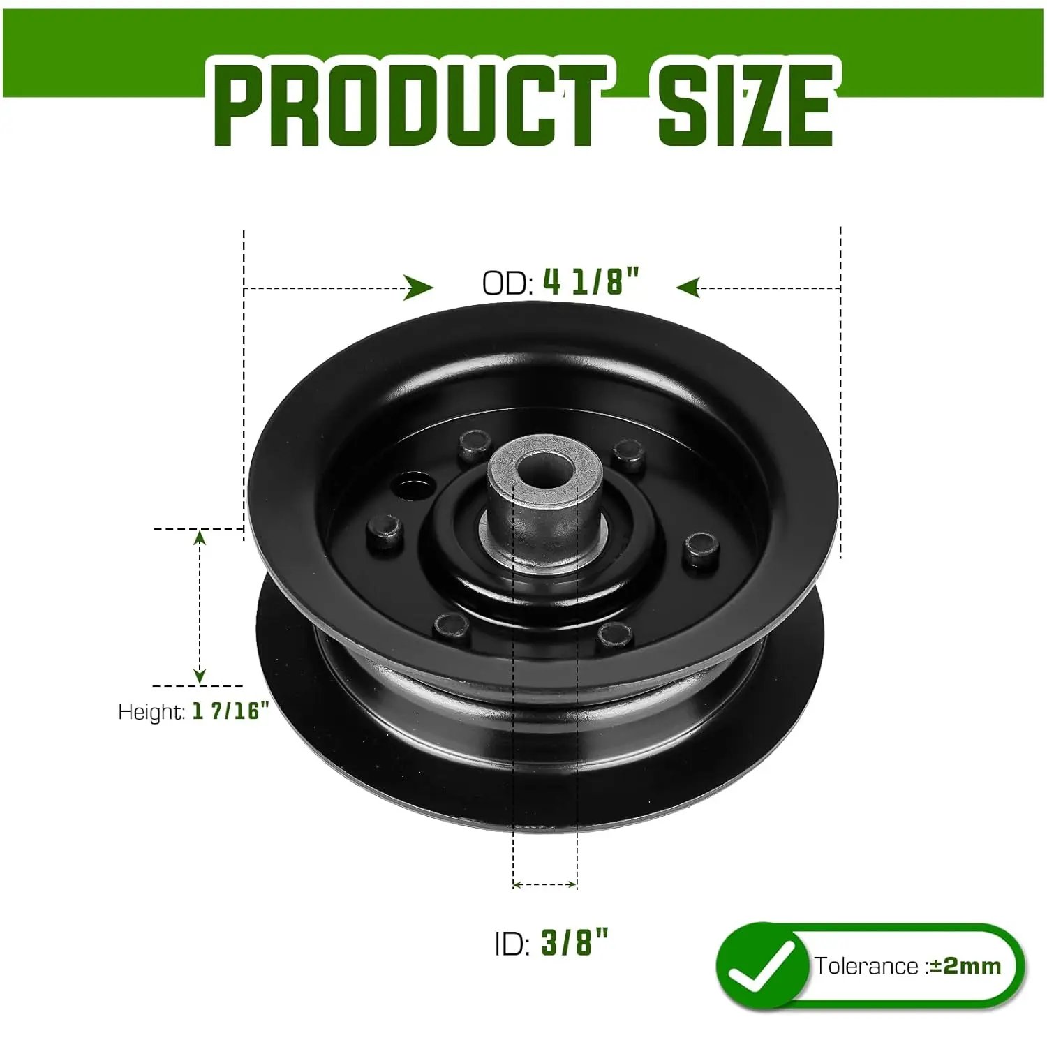 106-2175 Flat Idler Pulley for Exmark Toro 32 38 42 50 and 54 inch Deck Quest E-Series SS 5000 5035 Timecutter 132-9420 1 Pack