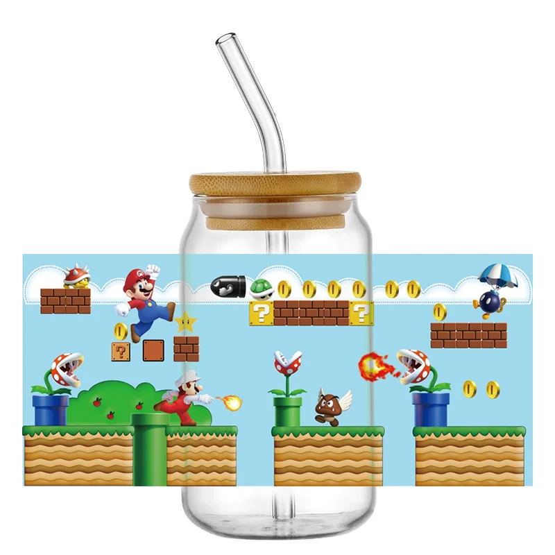 Beliebte Cartoon-Charaktermuster, gedruckt für DIY Glas, Keramik, Metall, 3D UV DTF Transferaufkleber, 16oz Becherummantelungen, Heimdekoration