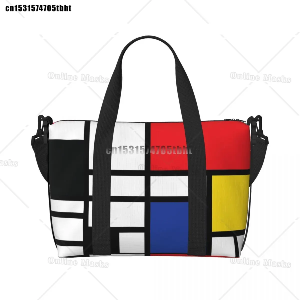 

Piet Mondrian De Stijl Tote Bag for Women Large Capacity Abstract Art Colorful Beach Gym Travel Bags