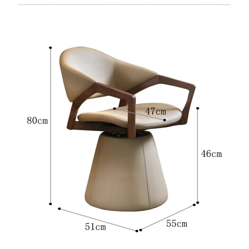 كرسي طعام دوار بسيط ومسند ظهر منزلي لغرفة المعيشة وكرسي فردي مصمم خفيف فاخر وخشب صلب عالي الإحساس #6