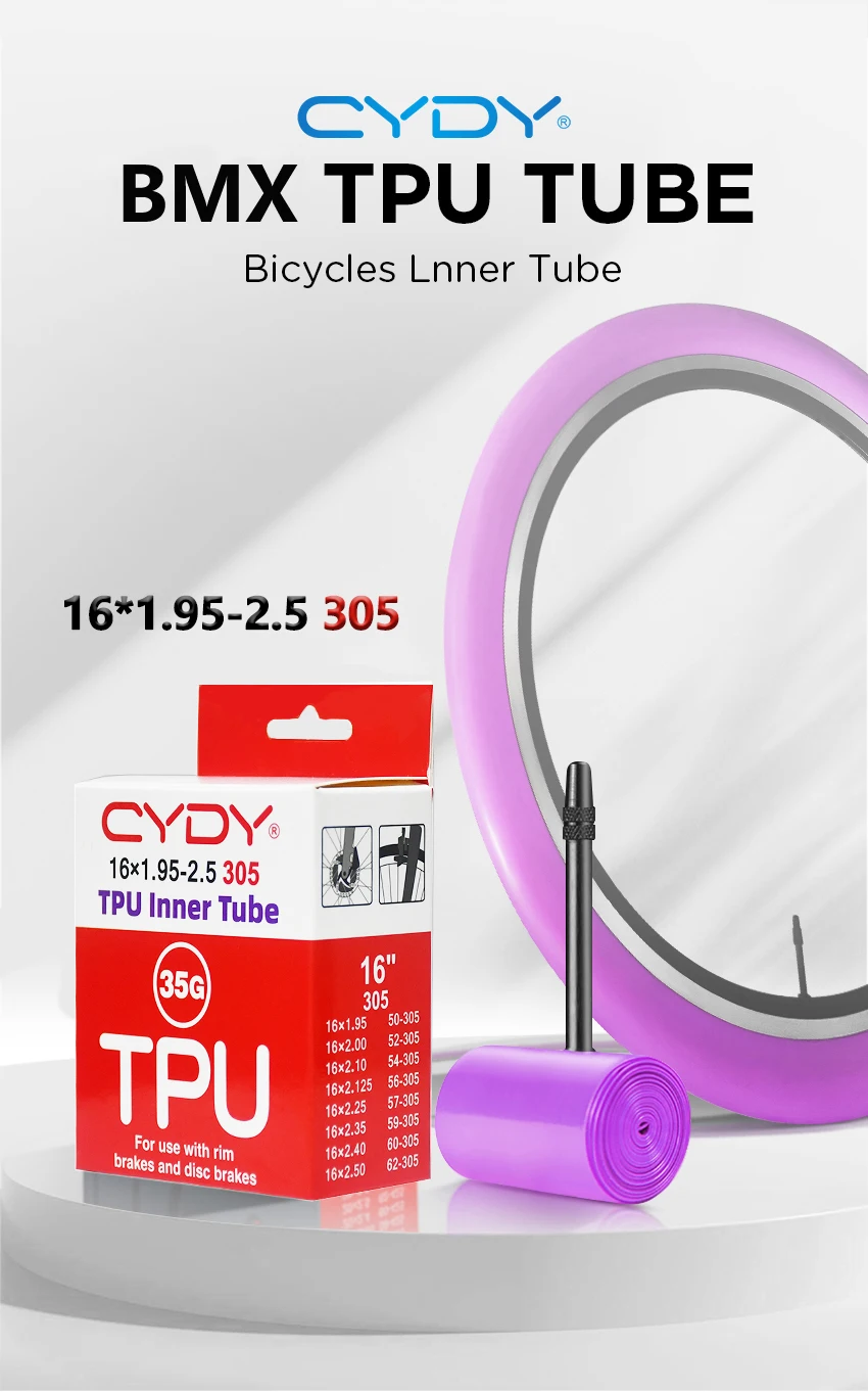 CYDY TPU Fahrradschlauch 16 Zoll 305 16x1.95 2.0 2.125 2.25 2.35 2.4 2.5 Zoll Ventil 45mm BMX Fahrradreifen Pneu Fahrradreifen – Detail 1