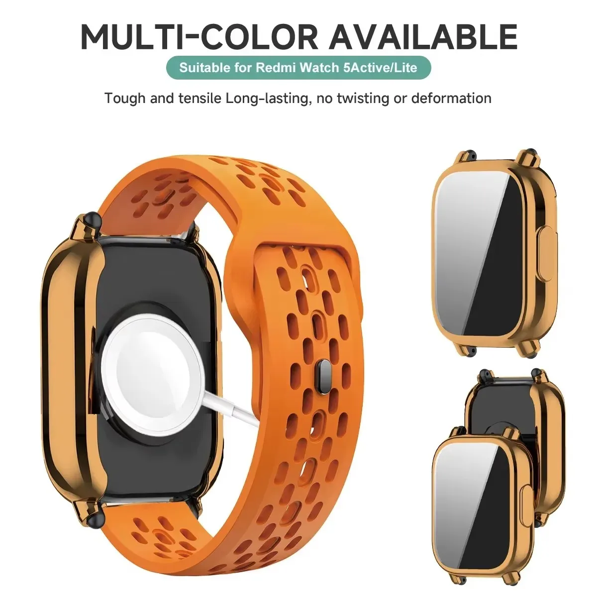 For Redmi Watch 5 Lite Silicone Strap+Case For Redmi Watch 5 Active Screen Protector TPU