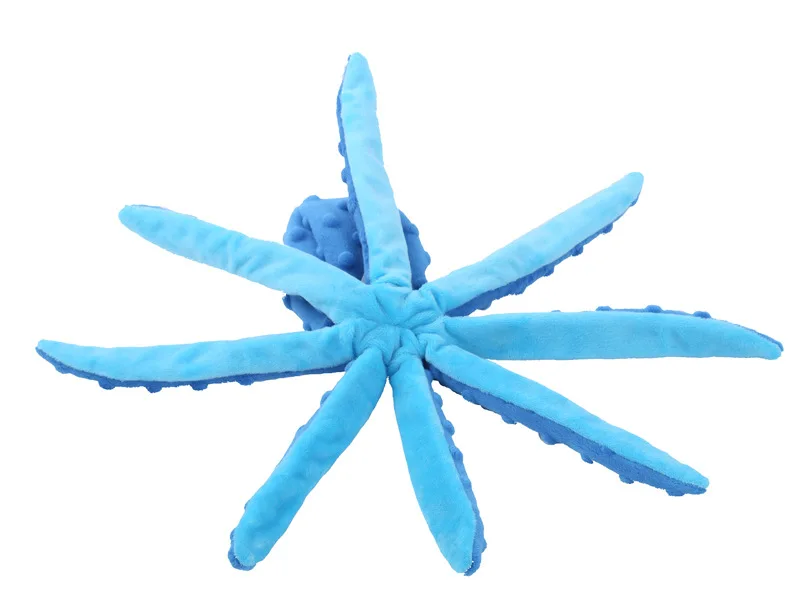 Plüsch-Oktopus-Hundespielzeug, interaktives Spielzeug, unzerstörbar, bissfest, mit Sound, quietschendes Oktopus-Rassel-Spielzeug für Welpen und Hunde – Detail 5