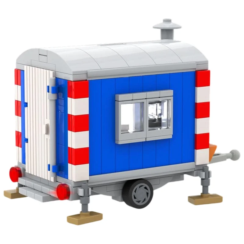 Mobile Work Trailer MOC Bricks Builder Site Prop Window And Door Detail Model DIY Building Brick Kit Desktop Scene Ornament