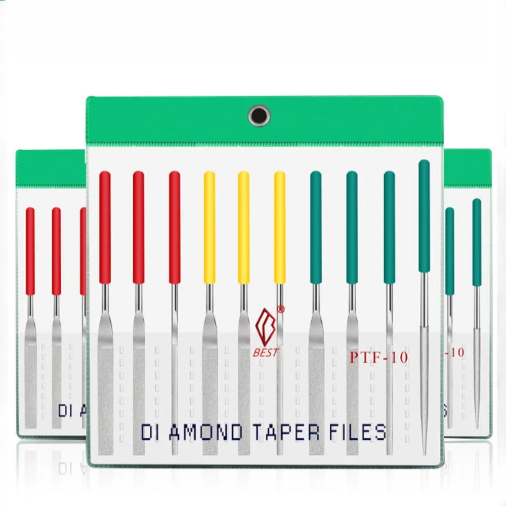 10 Pcs 150# 200# 400# Diamond Hand Assorted Files Set For Rough Grinding And Fine Finishing Mold PTF-10 DIY Trimming Tools