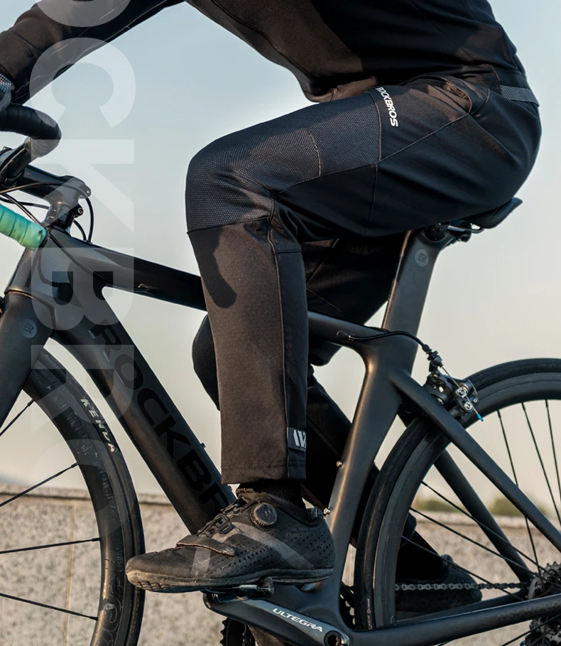ROCKBROS Fahrrad Hosen Winter Fahrrad Lange Hosen Thermische Fleece Reflektierende Radfahren Hosen Warme Winddicht Männer Sport Hose EUR Größe – Detail 1