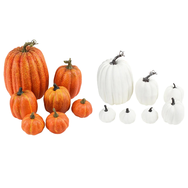 Citrouilles Artificielles pour la Décoration de la Maison, Grandes Citrouilles en Mousse pour la Récolte, Ornement de Bricolage, Artisanat d'Halloween, 7 Pièces