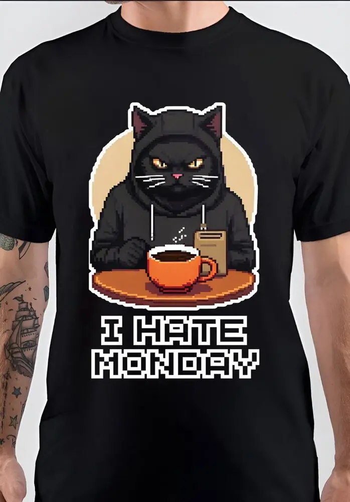 

NWT I Hate Monday Cat Fat Animal Funny Unisex T-Shirt