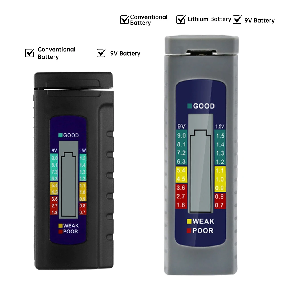 9V Digital Battery Tester LCD Display Universal Battery Portable Capacitance Test Diagnostic Tool For AAA AA Button Cell Lithium