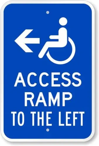 Access Ramp To The Left Handicap Aluminum Weatherproof 12