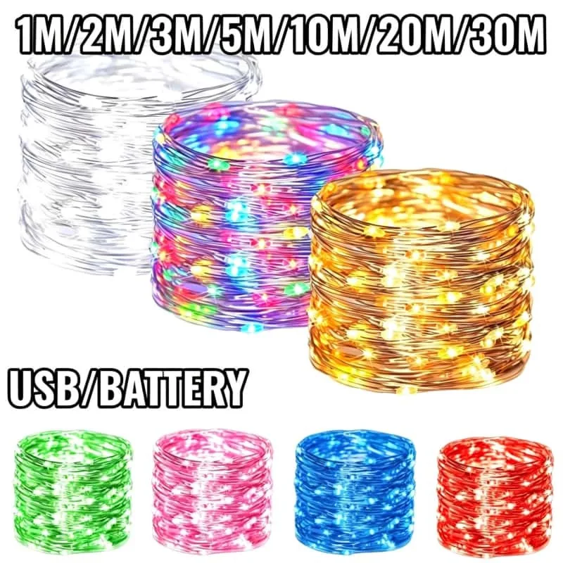 1pcs Fairy Lights String USB/Battery Light Home Decor Living Bedroom Garden Christmas Wedding New Year Ornament Garland