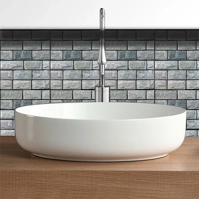 5/10PCS Stereo Wall Stickers Self-adhesive Wallpaper Brick Pattern Creative Stick Heatproof Vinyl Waterproof Kitchen Home Decor