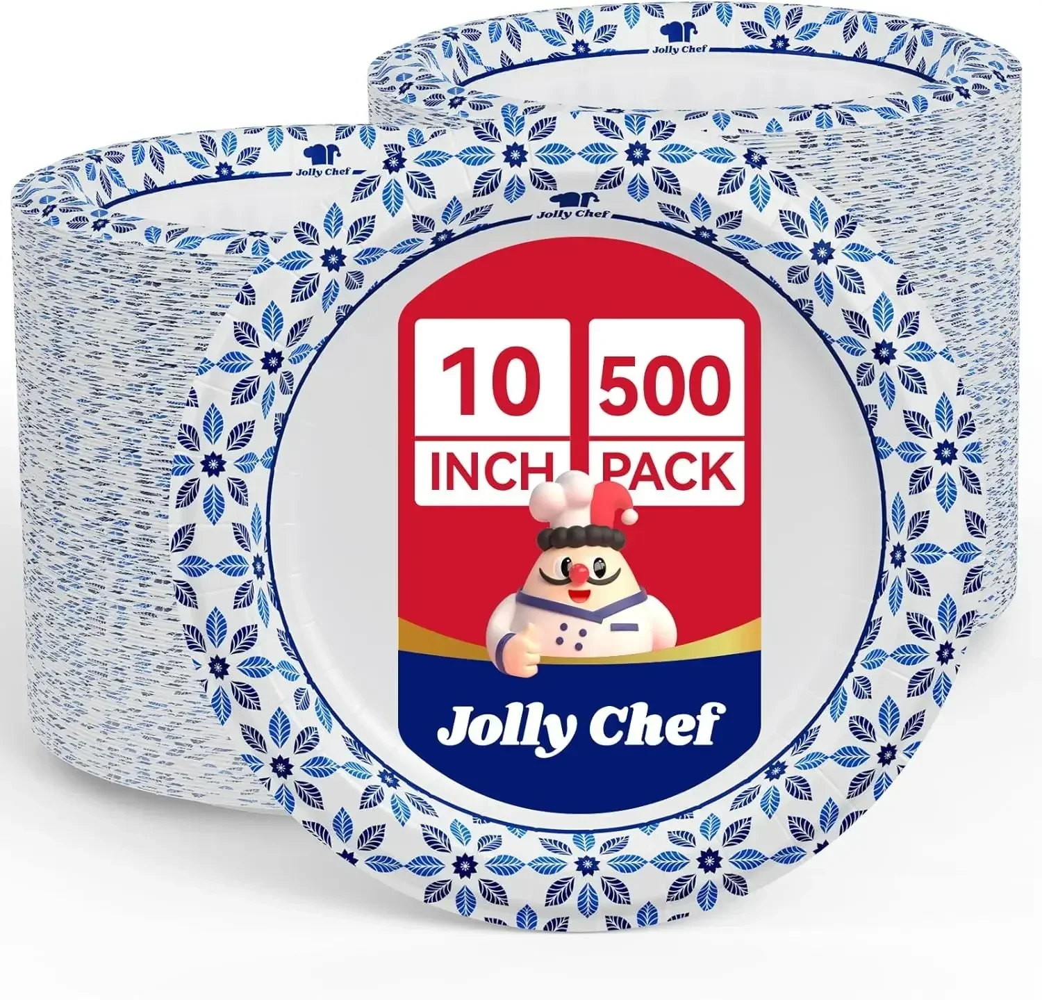

10 inch Disposable Paper Plates 500 Count, Soak Proof, Cut Proof, Heavy Duty Paper Plates for Thanksgiving or Everyday Use