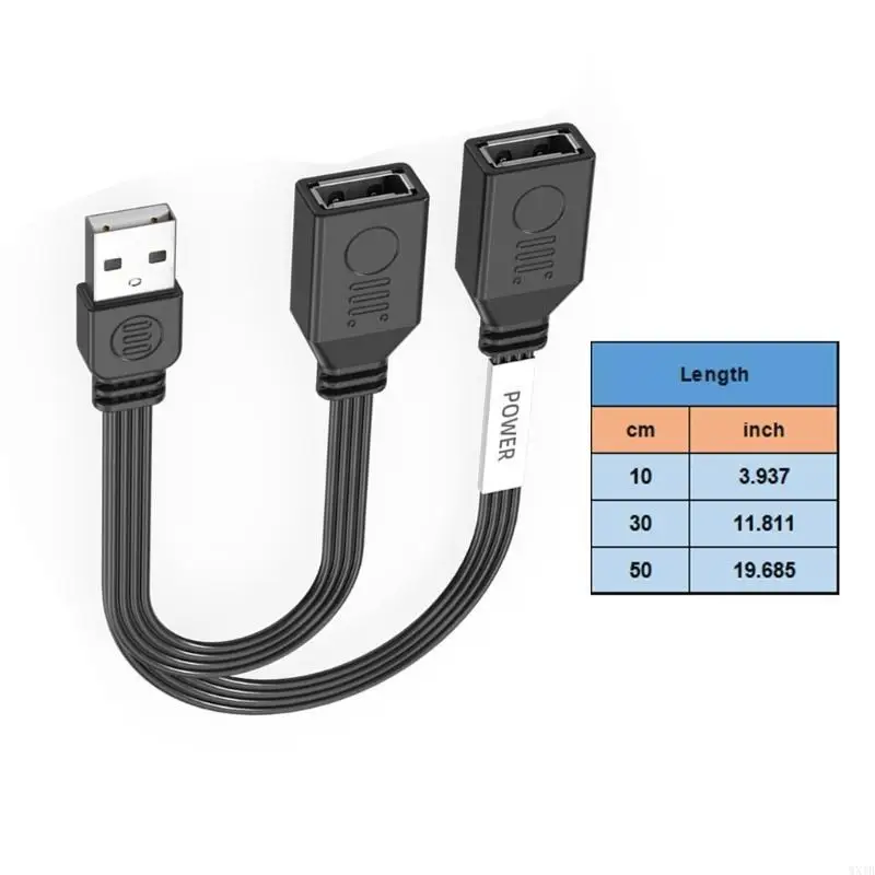 USB 1 Male to 2 Female Splitter Cable Extension 65W Fast Transfer for Office Home Outdoor Devices Connection
