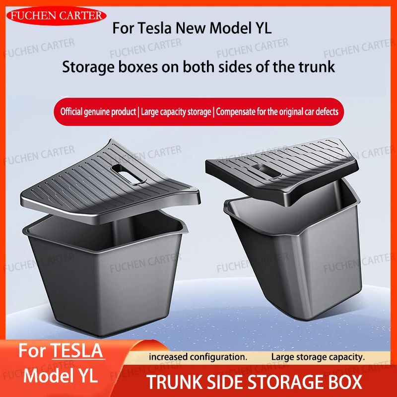 

For Tesla Model YL Trunk Organizer Side Storage Box Boot Organizer TPE Mat Partition Board Anti-dirty 2026 Car Travel Accessorie