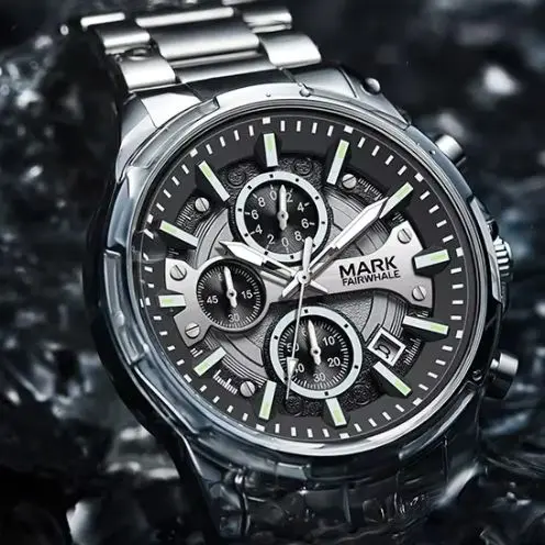 MARK FAIRWHALE Fashion Quartz Men Watch Watch Calendar Luminous Chronograph Waterproof Watch For man reloj hombre
