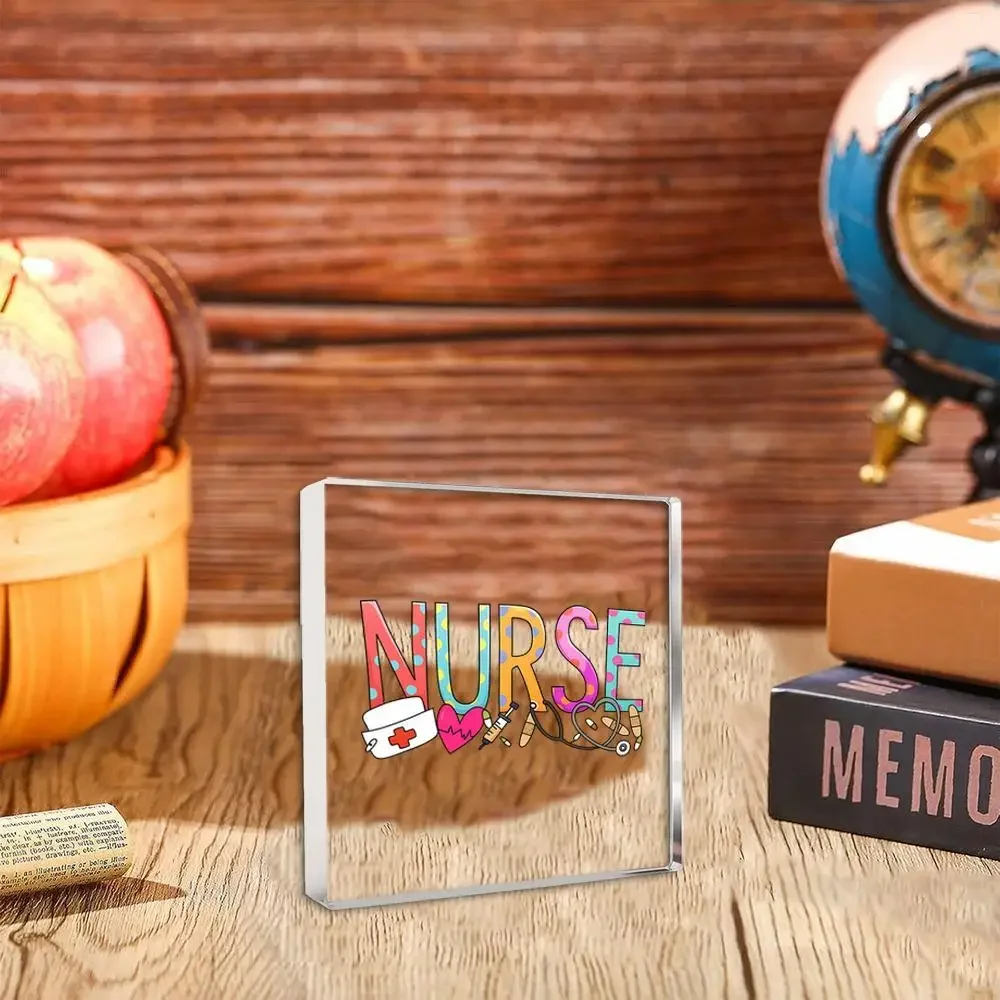 CIFBUY Crystal Acrylic Desktop Ornament Nurse Statue Stethoscope Syringe Home Office Desk Decor Gift