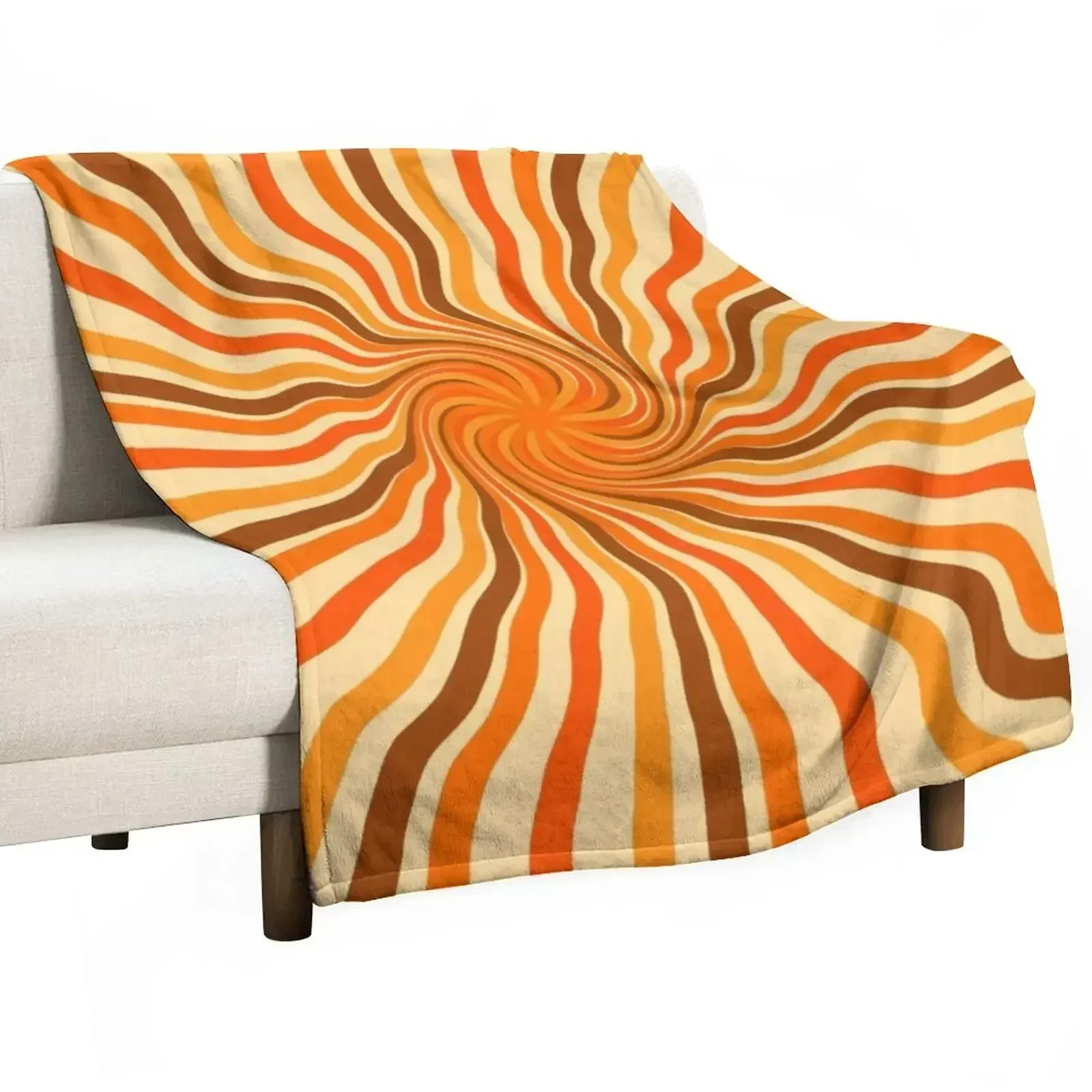 Retro 70s hippies swirl twist | old school colors Throw Blanket Hair Thermal Custom Soft Beds Beach Vintage Blankets