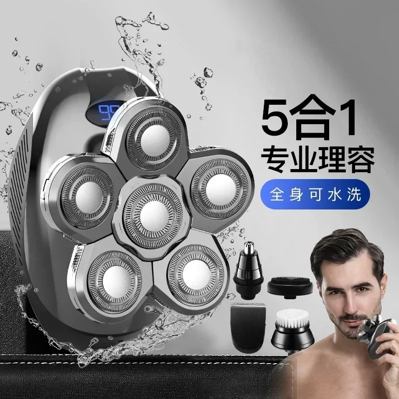 

New Electric Razor Digital Display Full body Water Wash Razor Rotating 5/6/8 Head Bald Machine USB Compact Convenient Travel