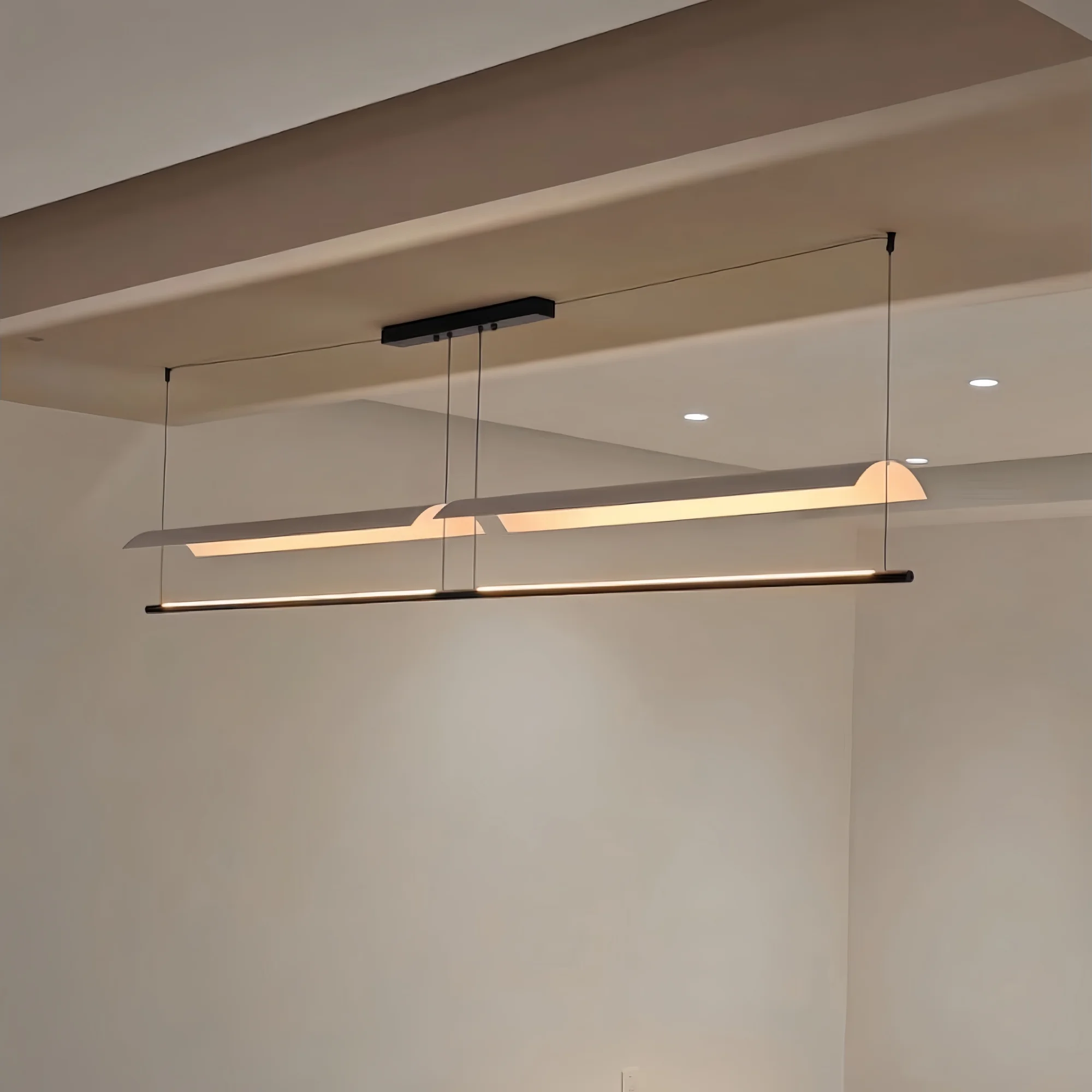 Modern WabiSabi Pendant Light Minimalist Long Strip Hanging Lamp Eave Acrylic Chandelier For Dining Living Room Office Kitchen image 3